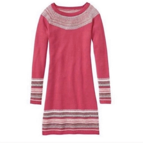 Athleta Fair Isle Pink Cashmere Blend Sweater Dress - Picture 1 of 8